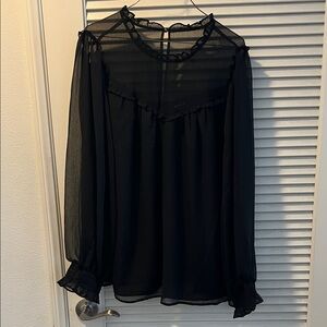Torrid Black Sheer Blouse with Ruffle Details